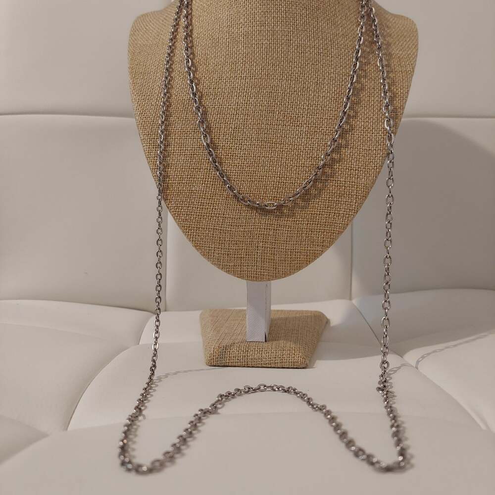 Sarah Coventry Silver Tone Chain Link Layered 44" Necklace